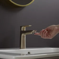 Mitigeur de lavabo avec tirette et vidage bronze brossé, Hansgrohe Talis E 110 EcoSmart