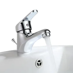 Mitigeur de lavabo avec Tirette de Vidage, Bonde Incluse, Auralum Max Robinet Salle de Bain Chromé Robinetterie en Laiton