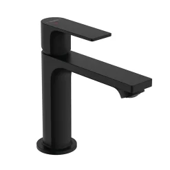 Mitigeur de lavabo avec tirette et vidage noir mat, Hansgrohe Rebris E 110 CoolStart