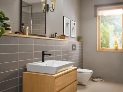 Mitigeur de lavabo avec tirette et vidage noir mat, Hansgrohe Rebris E 110 CoolStart