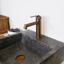Mitigeur de lavabo bas cuivre brossé Essebagno Molette