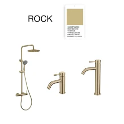 Mitigeur de lavabo bec haut SKY BATH or brossé PVD Inox S304 série Rock