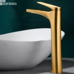 Mitigeur de Lavabo Bec Haut Anti-Calcaire Or Brossé IMEX DELOS BDD055-3OC