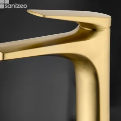Mitigeur de Lavabo Bec Haut Anti-Calcaire Or Brossé IMEX DELOS BDD055-3OC