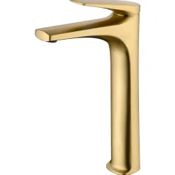 Mitigeur de Lavabo Bec Haut Anti-Calcaire Or Brossé IMEX DELOS BDD055-3OC