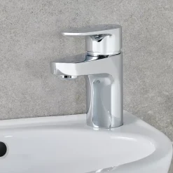 Mitigeur de lavabo chromé taille S avec bonde clic-clac, GoodHome Cavally