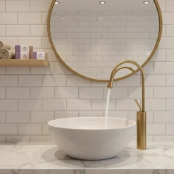 Mitigeur de lavabo doré L - Installation facile et finition premium