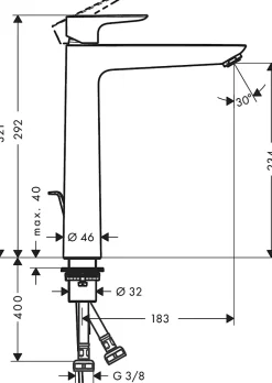 Mitigeur de lavabo Hansgrohe Talis E 240 EcoSmart avec tirette et vidage Chromé
