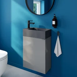 Mitigeur de lavabo Hansgrohe Rebris E 80 pour lave-mains sans tirette ni vidage noir mat