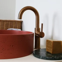 Mitigeur de lavabo haut cuivre brossé Essebagno Reflet