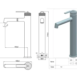 Mitigeur de lavabo haut cuivre brossé Essebagno Molette