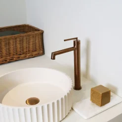 Mitigeur de lavabo haut cuivre brossé Essebagno Portofino