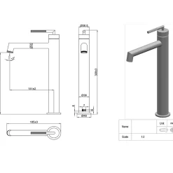 Mitigeur de lavabo haut cuivre brossé Essebagno Portofino