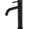 Mitigeur de lavabo haut, noir, monocommande, acier inoxydable, mixte froid/chaud
