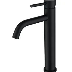 Mitigeur de lavabo haut, noir, monocommande, acier inoxydable, mixte froid/chaud