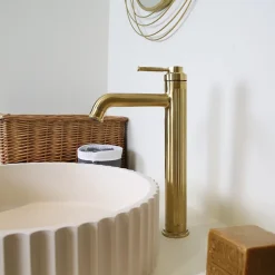 Mitigeur de lavabo haut Or brossé Essebagno Art Deco