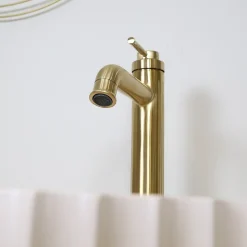 Mitigeur de lavabo haut Or brossé Essebagno Art Deco
