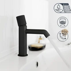 Mitigeur de lavabo M, noir, GoodHome Levanna