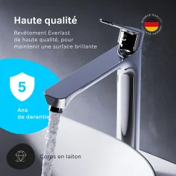 Mitigeur de lavabo Mitigeur Salle de Bain Robinet de lavabo, Chromé, taille L, FTA92000 AM.PM