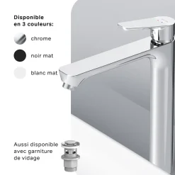 Mitigeur de lavabo Mitigeur Salle de Bain Robinet de lavabo, Chromé, taille L, FTA92000 AM.PM