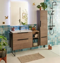 Mitigeur de lavabo noir H.16,6 cm GoodHome Pazar