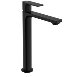 Mitigeur de lavabo pour vasque à poser avec tirette et vidage noir mat, Hansgrohe Rebris E 240 CoolStart