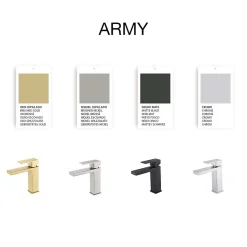 Mitigeur de lavabo SKY BATH or brossé PVD Inox S304 série Army