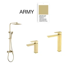 Mitigeur de lavabo SKY BATH or brossé PVD Inox S304 série Army