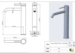 Mitigeur de lavabo XL H.27,6 cm, cuivre, Essebagno Lollipop