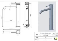 Mitigeur de lavabo XL H.27,6 cm, chrome, Essebagno Lollipop