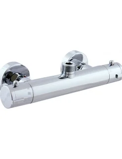 Mitigeur douche mural thermostatique laiton chromé sortie douchette haut-Argenté-Sans douchette-Argenté--28.50 -