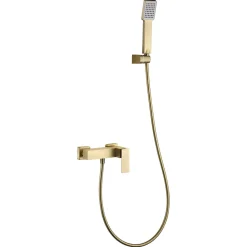 Mitigeur douche or brosse en laiton douchette carree flexible metal 180 cm