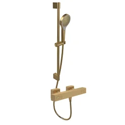 Mitigeur douche thermostatique VILLEROY ET BOCH Universal rectangle + Ensemble de douche Verve Showers 3 jets Or brossé