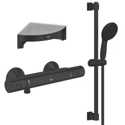 Mitigeur douche thermostatique GROHE Precision Start + Ensemble de douche avec barre 2 jets + Tablette de douche d'angle