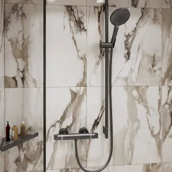 Mitigeur douche thermostatique HANSGROHE Ecostat Comfort noir chromé brossé