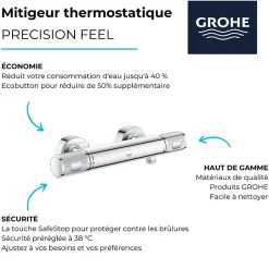 Mitigeur douche thermostatique GROHE Quickfix Precision Feel + microfibre