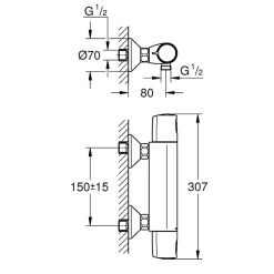 Mitigeur douche thermostatique GROHE Quickfix Precision Trend + microfibre