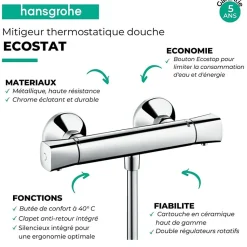 Mitigeur douche thermostatique HANSGROHE Ecostat Universal chromé