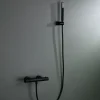 Mitigeur douche thermostatique noir mat en laiton et zamac avec support ABS