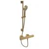 Mitigeur douche thermostatique VILLEROY ET BOCH Universal rond + Ensemble de douche Verve Showers 3 jets Or brossé