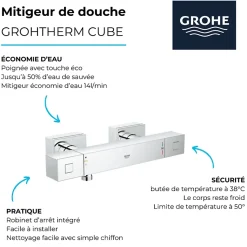 Mitigeur douche thermostatique GROHE Grohtherm cube