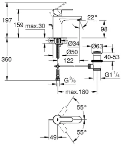 Mitigeur lavabo avec vidage Grohe Get finition chromé