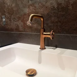 Mitigeur lavabo bas cuivre brossé Essebagno Indus