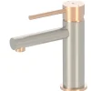 Mitigeur lavabo bas façon inox et or rose Essebagno Envol
