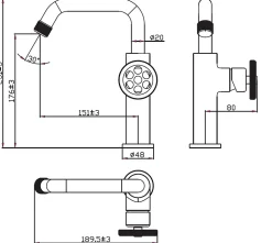 Mitigeur lavabo bas gris gun métal Essebagno Indus