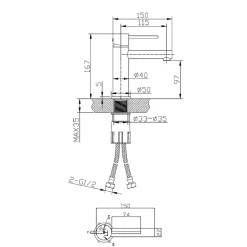 Mitigeur lavabo bas gun métal Essebagno Luisa