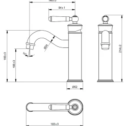Mitigeur lavabo bas rétro cuivre brossé Essebagno Leeds