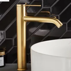 Mitigeur lavabo bec haut JACOB DELAFON Grands Boulevards sans vidage Laiton brossé
