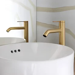 Mitigeur lavabo bec haut JACOB DELAFON Grands Boulevards sans vidage Laiton brossé