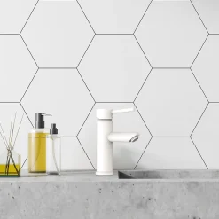 Mitigeur lavabo Essebagno Deco avec vidage en laiton coloris blanc modèle bas